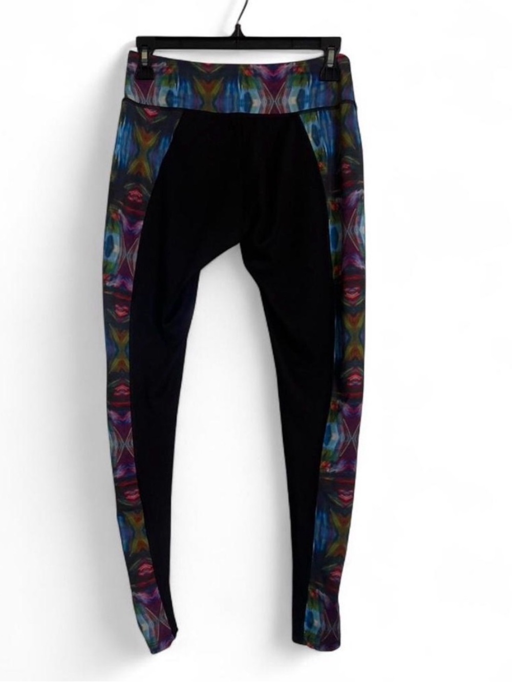 Black Leggings with Multicolor Side Panels